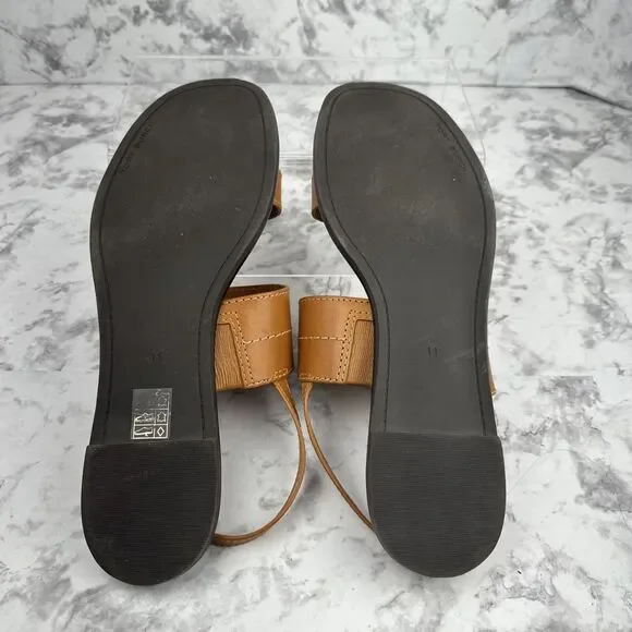 Tory Burch Mini Everly Back Strap Sandal Size 11 Antique Tan Vanchetta Leather - Picture 8 of 11
